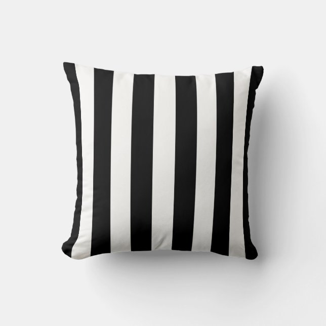 Cojín Decorativo Pilar rayado negro y blanco (Anverso)