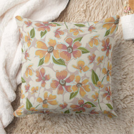 Cojín Decorativo Pilar redondo floral retro tropical rosa naranja
