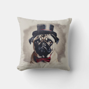 Cojín Decorativo Pilar retrato de posh pug vintage