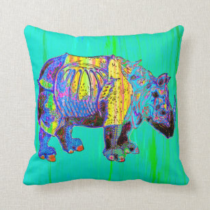 Cojín Decorativo Pilar rinoceronte colorido