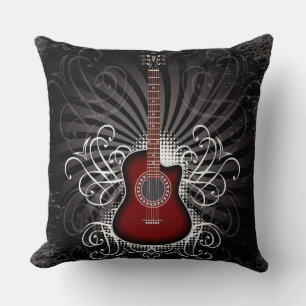 Cojín Decorativo Pilar rojo/negro de guitarra
