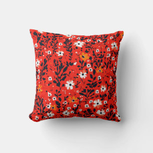 Cojín Decorativo Pilar rojo vivo con negro y blanco contrastante