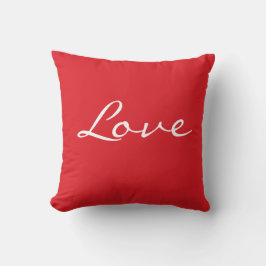 Cojín Decorativo Pilar rojo y blanco con tipografía de amor con pal