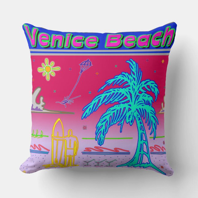 Cojín Decorativo Pilar surfista "Venice Beach" (Anverso)