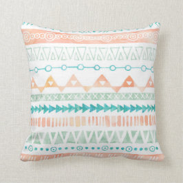 Cojín Decorativo Pilar tribal de color de menta Verde azulada Peach