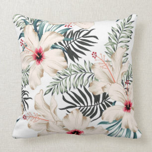 Cojín Decorativo Pilar tropical hawaiano floral de Hibiscus
