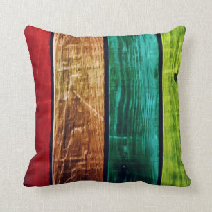 Cojín Decorativo Pilar Verde azulado rojo y verde rayado