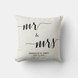 Cojín Decorativo Pilares Bodas de caligrafía negra y blanca