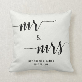 Cojín Decorativo Pilares Bodas de caligrafía negra y blanca