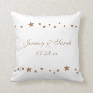 Cojín Decorativo Pilares Bodas personalizados con estrellas de oro