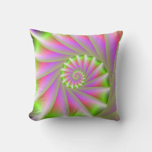 Cojín Decorativo Pilares de espiral rosa y verde