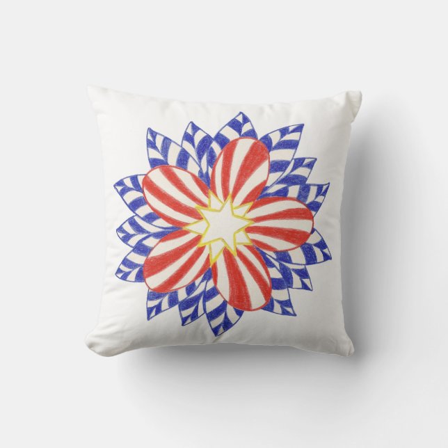 Cojín Decorativo Pilares de flores patrióticas rojas (Anverso)