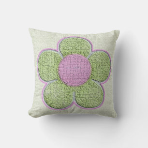Cojín Decorativo Pilares de flores verdes y rosas texteados