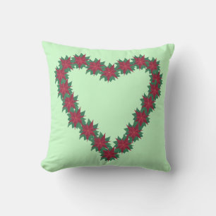 Cojín Decorativo Pilares de forma cardíaca con flores de Poinsettia