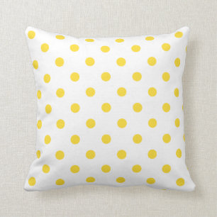 Cojín Decorativo Pilares decorativos De Polka Blanco Y Amarillo