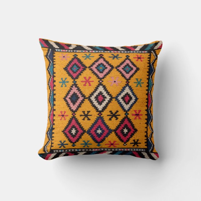 Cojín Decorativo Pilares Kilim Amarillos Radiantes (Anverso)