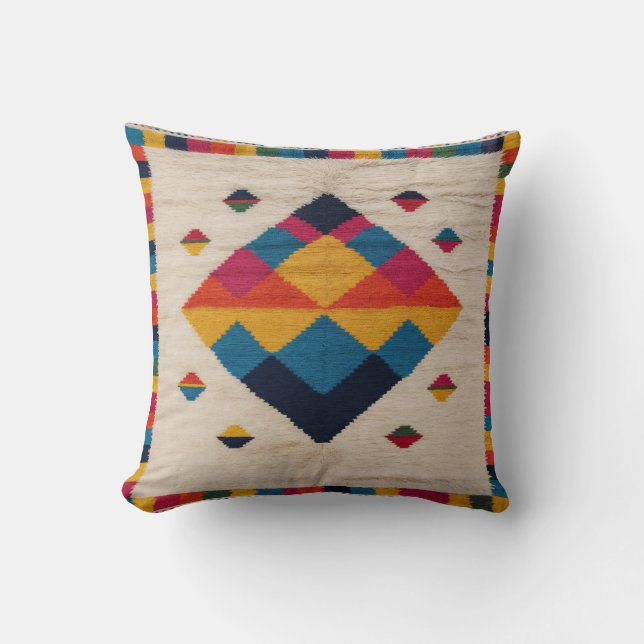 Cojín Decorativo Pilares modernos marroquíes de Kilim Blanco: Mamáe (Anverso)