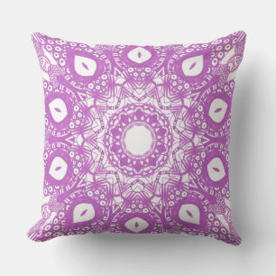 Cojín Decorativo Pilas de Mandala de color morado de la luz de lava