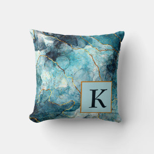 Cojín Decorativo Píldora de lanzamiento de monograma de mármol purp