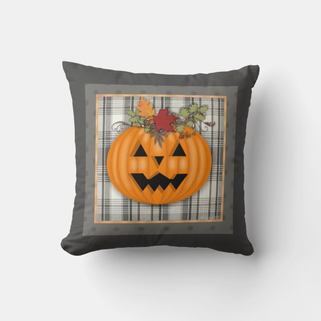 Cojín Decorativo Pileta de calabaza otoñal de Halloween (Anverso)