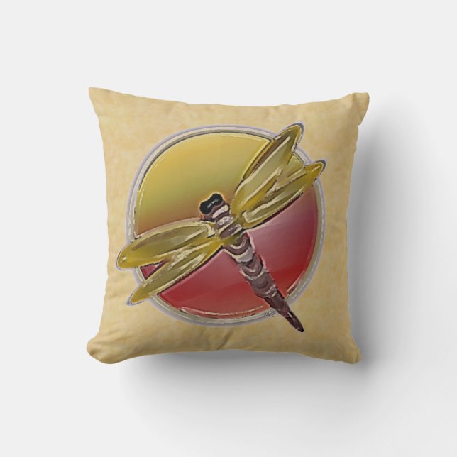 Cojín Decorativo Piletas con pincel de libélula (Anverso)