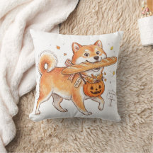 Pillo de pan baguette divertido de perro Shiba Inu
