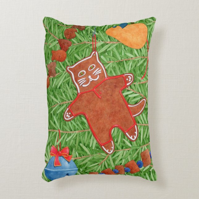 Cojín Decorativo Pillow, acento de acento de GINGERBREAD KITTY (Frente (Vertical))