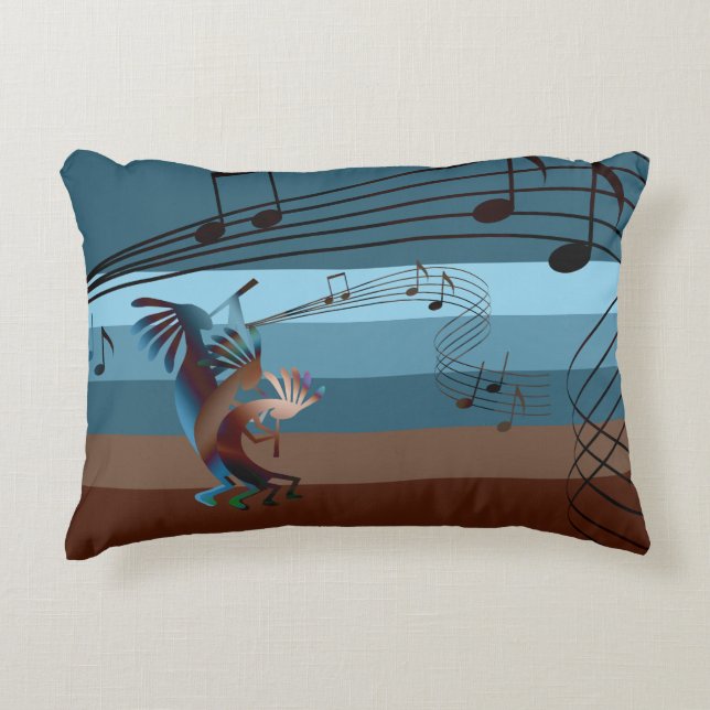 Cojín Decorativo Pillow, acento musical del suroeste de Kokopelli (Anverso)