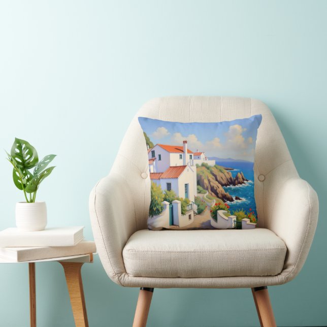 Cojín Decorativo Pillow, aldea costera portuguesa (Silla)
