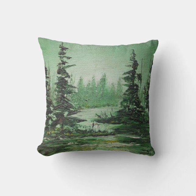 Cojín Decorativo Pillow Ann Hayes pintando bosque verde (Anverso)