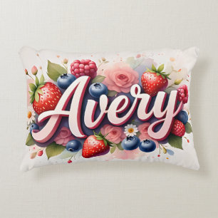 Cojín Decorativo Pillow " Avery " Nombre Floral de Berry personaliz