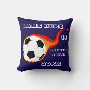 Cojín Decorativo Pillow azul de fútbol personalizado con nombre del