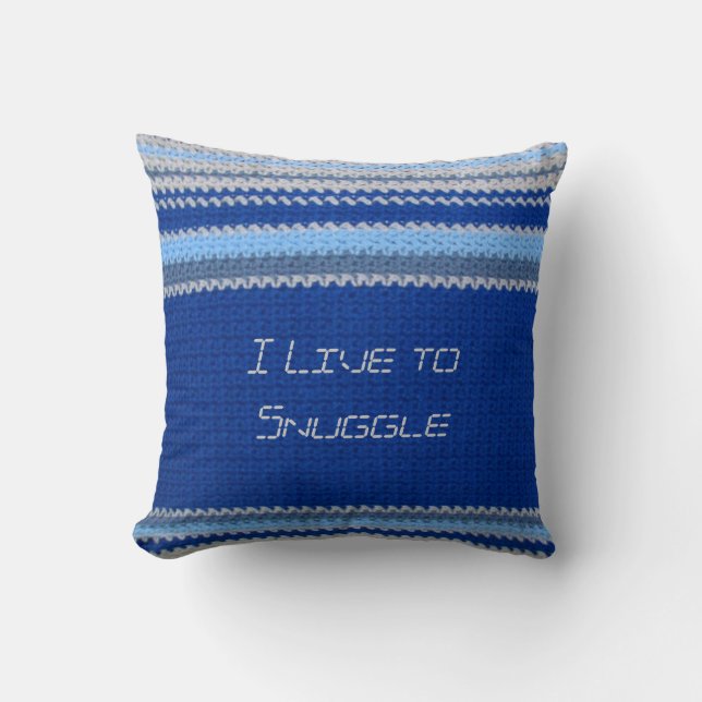 Cojín Decorativo Pillow - Bandas azules en Crochet (Anverso)