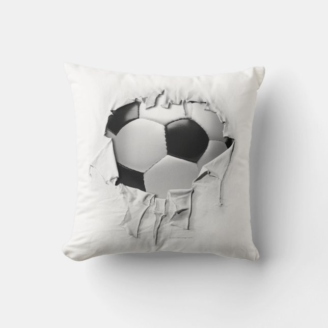 Cojín Decorativo Pillow blanco del fútbol desgarrado (Anverso)