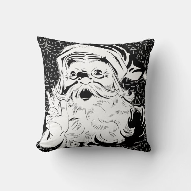 Cojín Decorativo Pillow blanco y negro de Santa (Anverso)