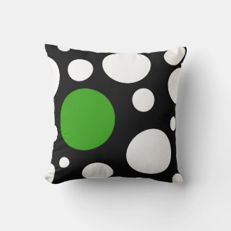 Cojín Decorativo Pillow blanco y verde negro moderno con círculos