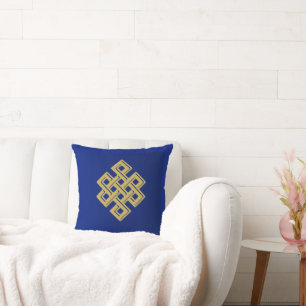 Cojín Decorativo Pillow Blue & Gold Square - H lujoso y elegante