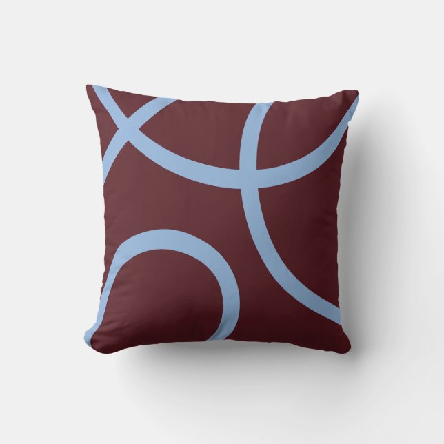 Cojín Decorativo Pillow – Blue Lines on Burgundy (Anverso)