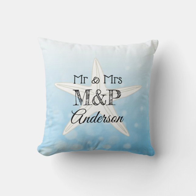 Cojín Decorativo Pillow Blue Starfish Beach House (Anverso)