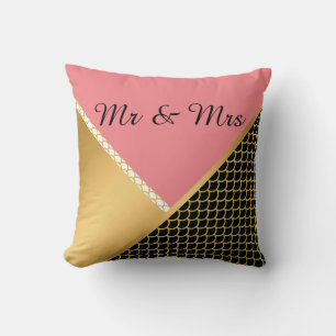 COJÍN DECORATIVO PILLOW BODA DE DISEÑO MERMAID NEGRO ORO PINK NEGRO