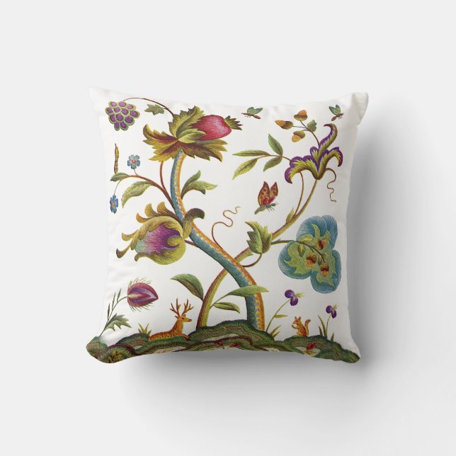 Cojín Decorativo Pillow bordada en un árbol de la vida (Anverso)