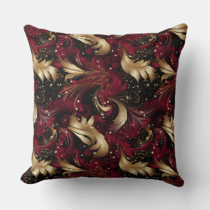 Cojín Decorativo Pillow Burgundy/Gold/Black Designer