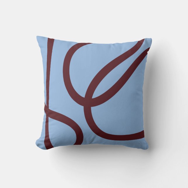 Cojín Decorativo Pillow – Burgundy Lines on Blue (Anverso)