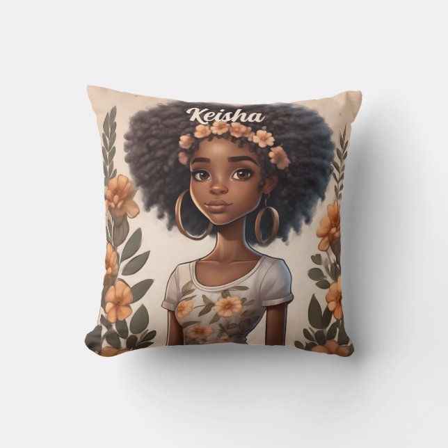 Cojín Decorativo Pillow Chica afroamericana personalizada (Anverso)