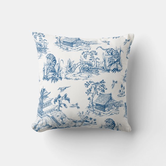 Cojín Decorativo Pillow Chinoiserie azul/blanco (Anverso)