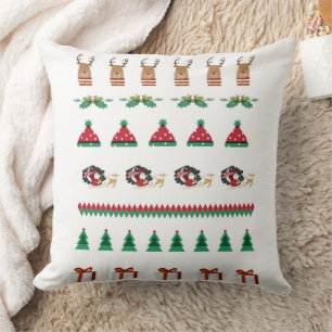 Cojín Decorativo Pillow Christmas Tree Santa Reindeer Red Green