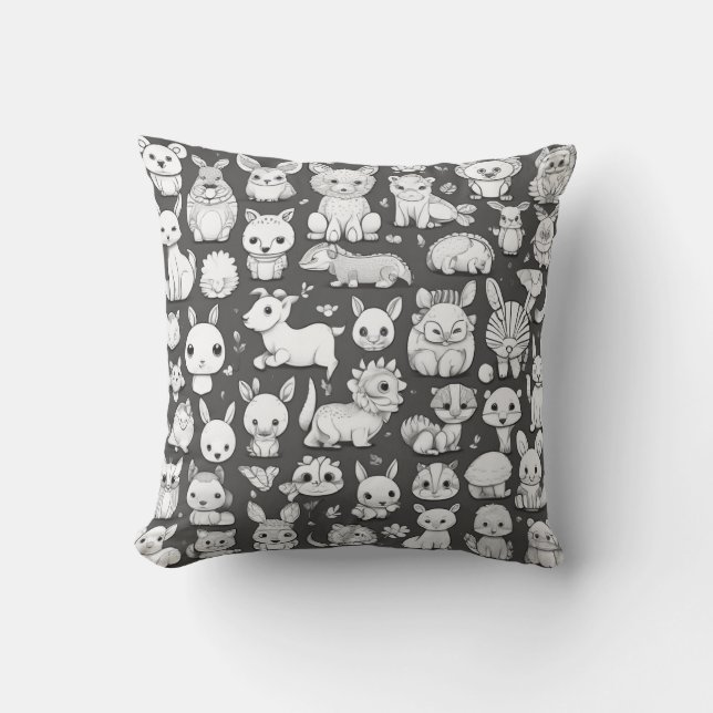 Cojín Decorativo Pillow con 20 animales adorables (Anverso)