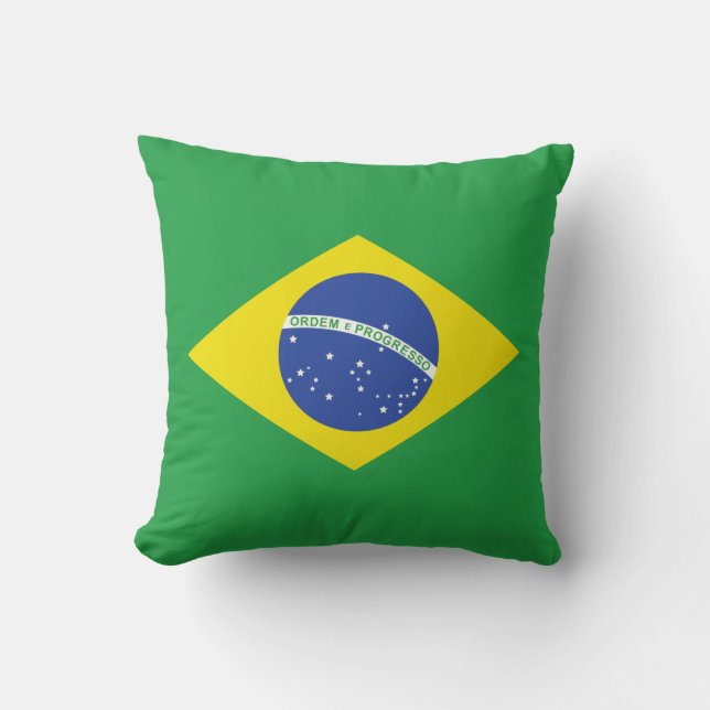 Cojín Decorativo Pillow con bandera de Brasil (Anverso)