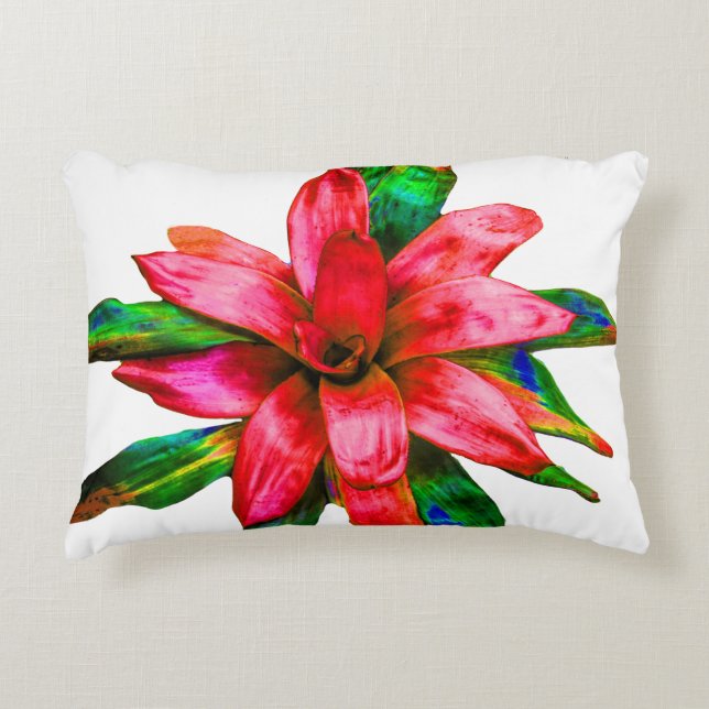 Cojín Decorativo Pillow con Bromelida Roja (Anverso)