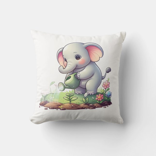 Cojín Decorativo Pillow con diseño de elefante lindo (Anverso)